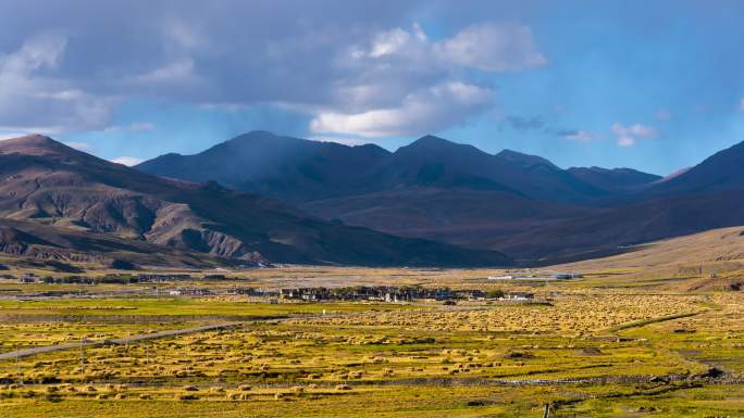 西藏 高原 草原 延时 雪山