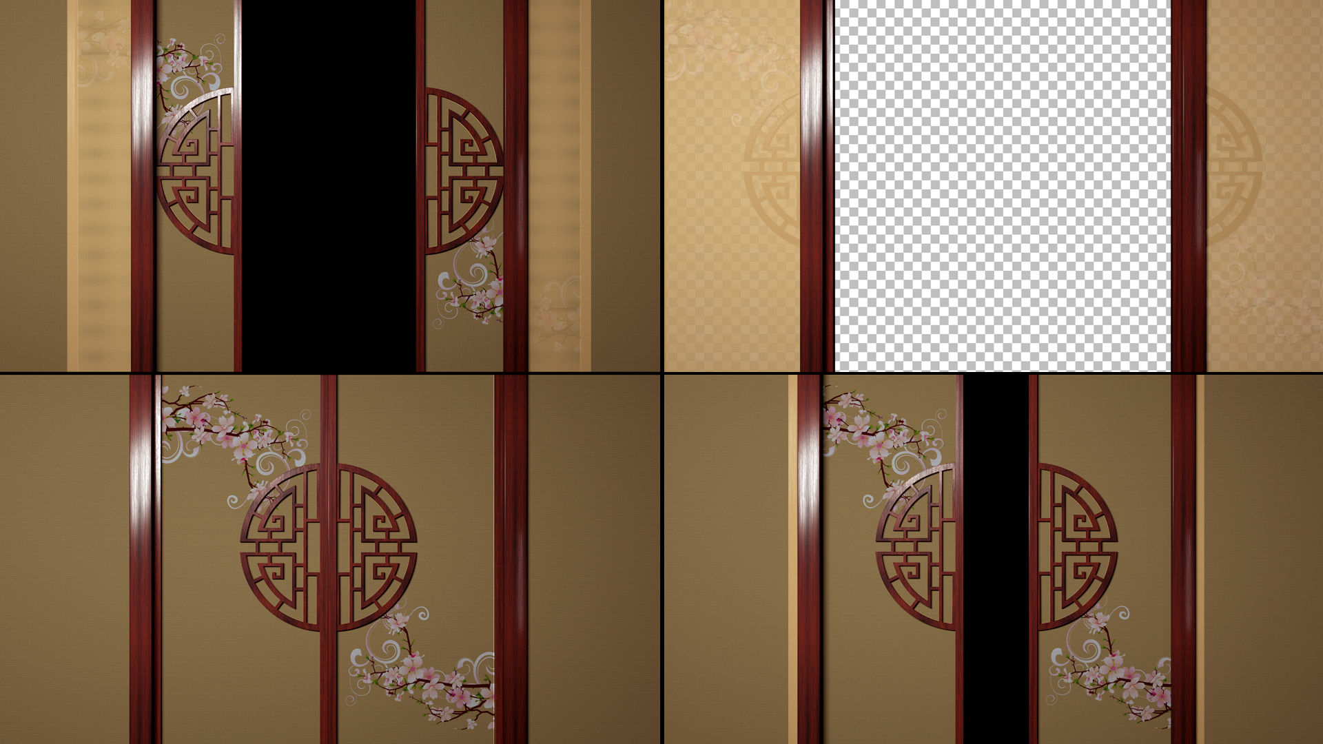 带alpha透明通道2k古风古式屏风移门_2560x1440_高清视频素材下载(编