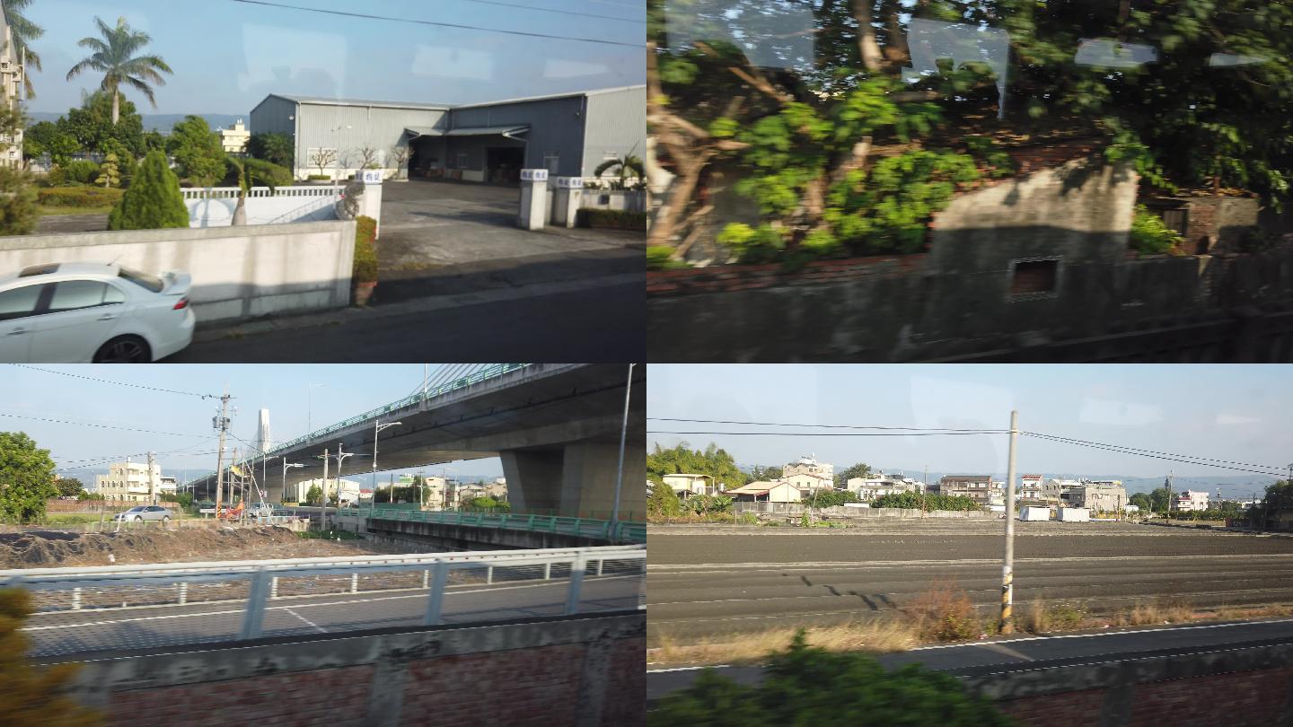 台湾铁路火车窗户的景观风光4K