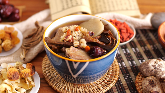 茶树菇枸杞子-淮山汤-中药材-营养汤