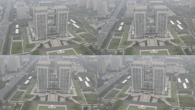 苏州市吴江大厦地标性建筑航拍空镜