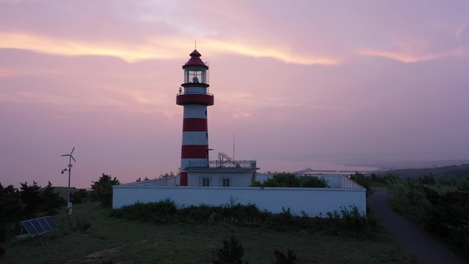 清晨 海边 日出 灯塔