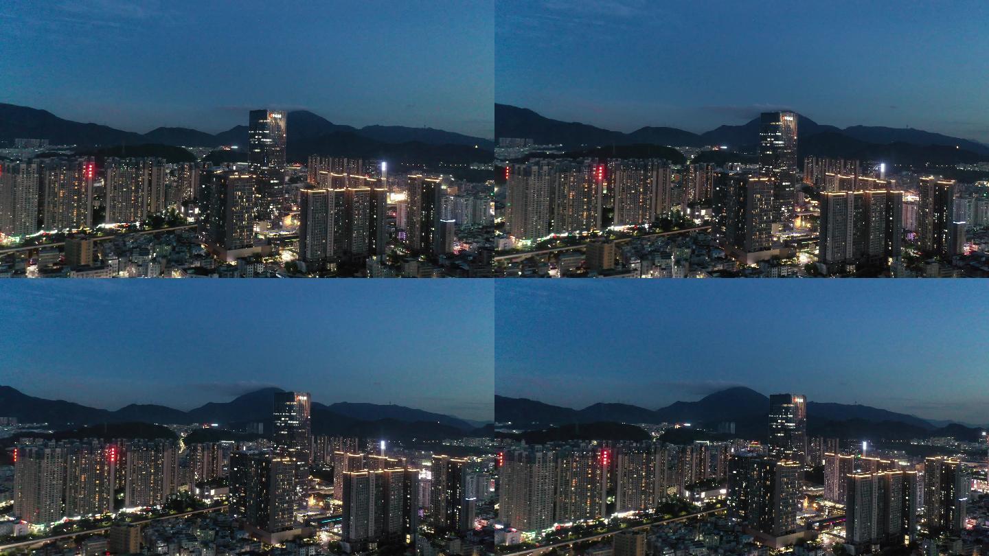 深圳航拍 夜景 城市上空 写字楼
