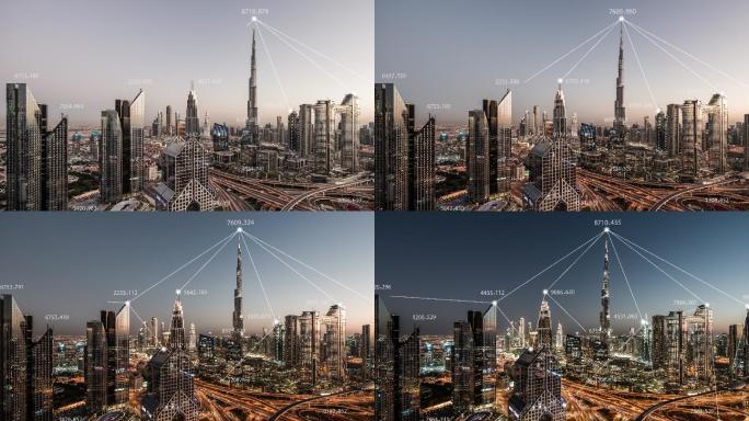 5G网络概念阿联酋迪拜延时摄影