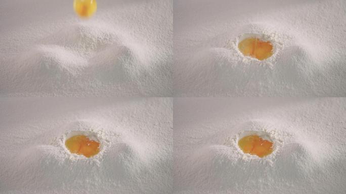 鸡蛋掉落面粉4K【调色】