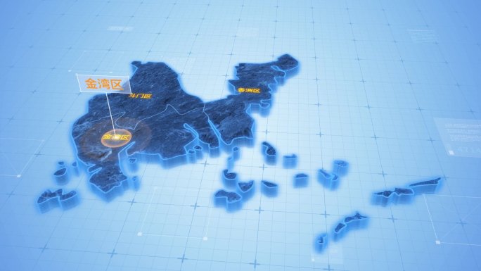 广东珠海金湾区三维地图科技感ae模板