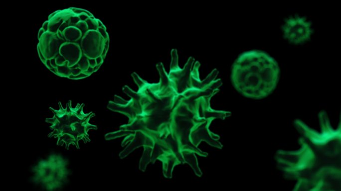 绿色细胞生物新冠肺炎病毒-带透明通道
