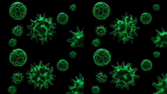 绿色细胞生物新冠肺炎病毒-带透明通道