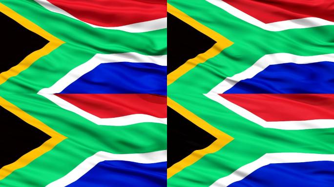 特写镜头挥舞着南非国旗