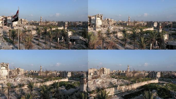 自战争以来被摧毁的叙利亚房屋。