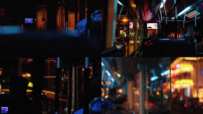 城市夜晚公交车