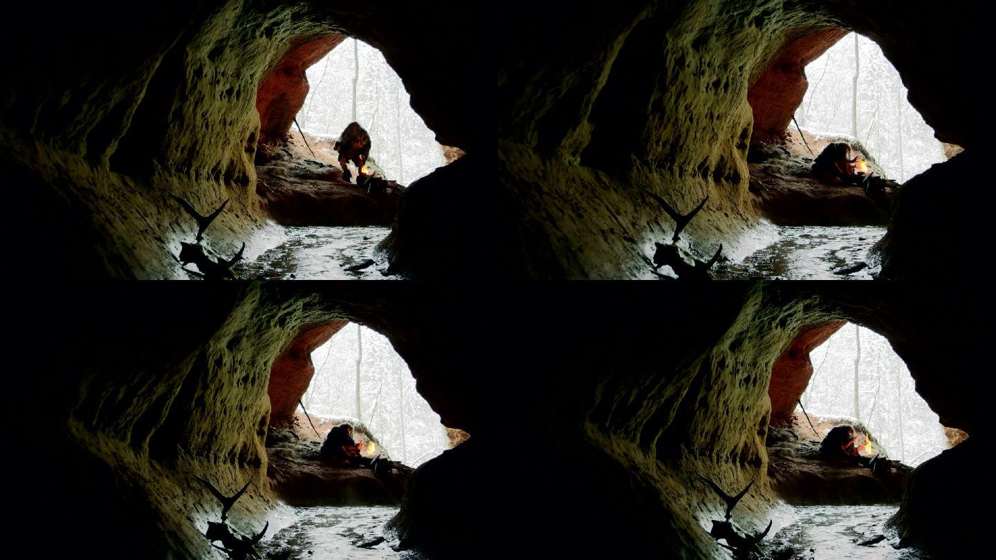 洞穴原始人类山顶洞人直立人