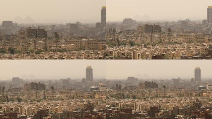 埃及开罗城市景观全景俯拍景观人文房屋房子