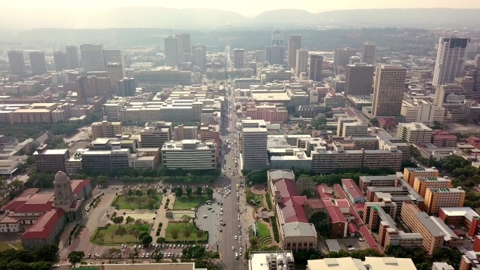 南非首都比勒陀利亚市区鸟瞰图