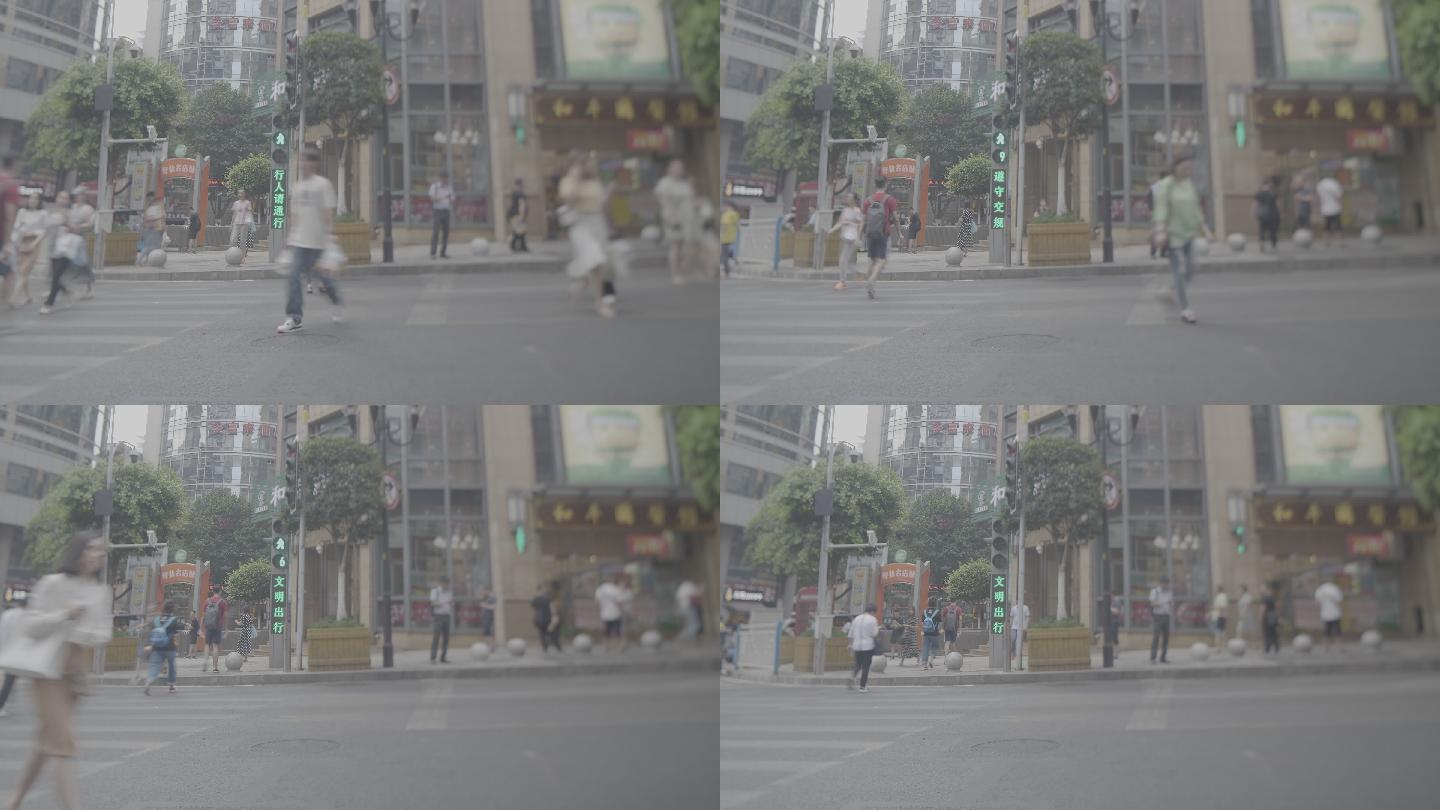 重庆街道过马路主观视角移轴