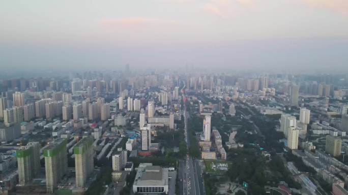 4k航拍河南郑州城市 河流 道路大景