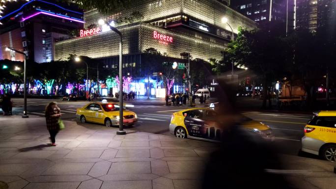 台湾台北城市交通夜景延时摄影