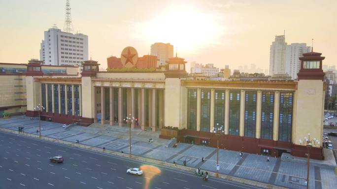 4K航拍江西省美术馆城市地标