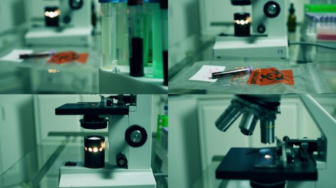 科学实验室的显微镜
