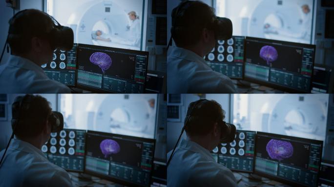 医生戴着VR眼镜查看CT影像
