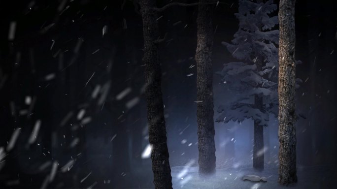雪夜 树林 森林 粒子 粒子雪花 寒夜