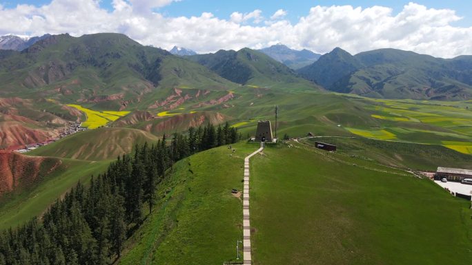 青海祁连卓尔山全景环绕航拍