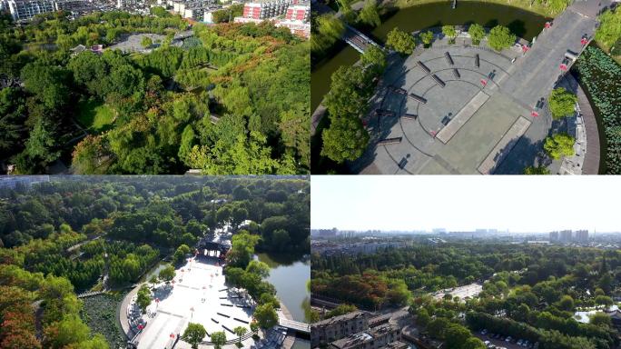 航拍 泰州泰山公园