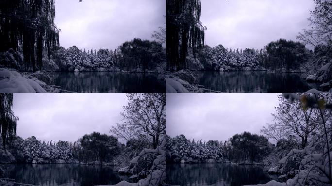 济南雪后大明湖内风景