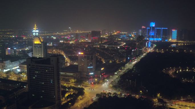 义乌城市夜景风光航拍