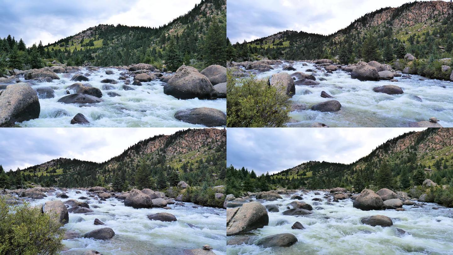 4K实拍高原河流水源大自然