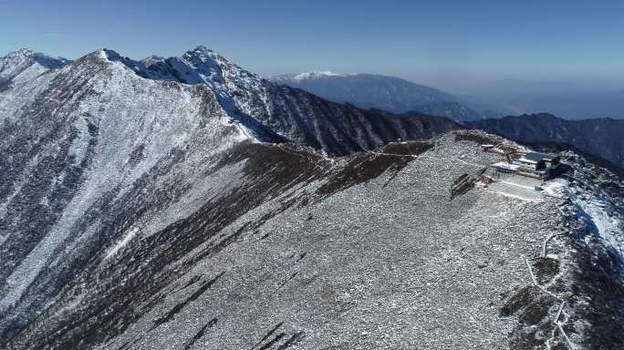 宝鸡秦岭眉县太白山冬季景观航拍4K