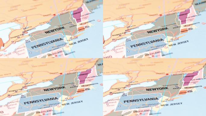 美国纽约州地图北方大西洋著名地点