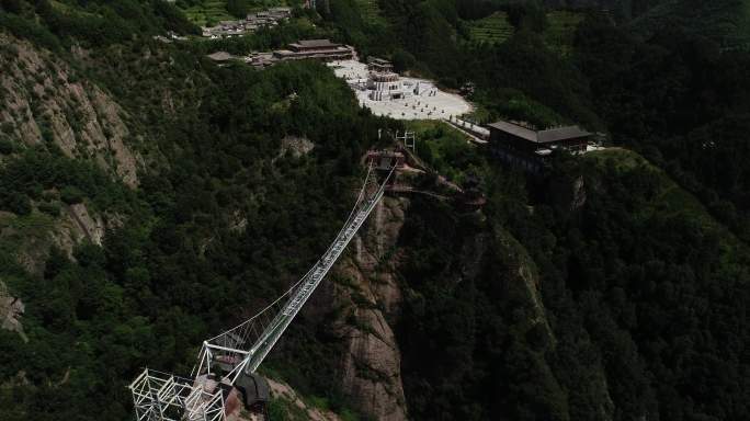 俯瞰九龙山风景区航拍4K宝鸡旅游玻璃栈道