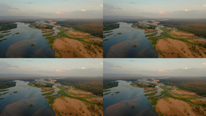 赞比亚赞比西河鸟瞰图