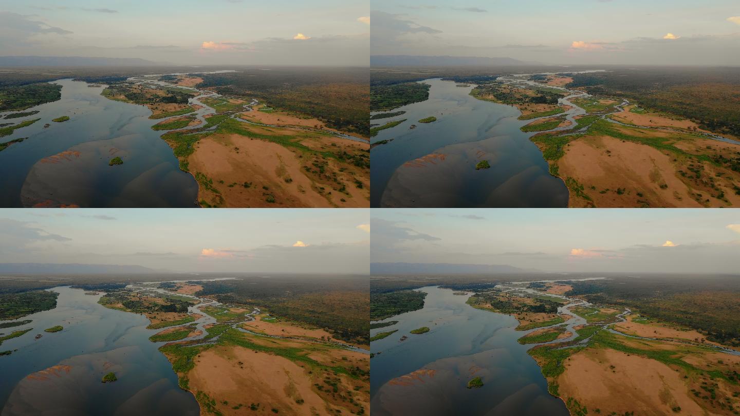 赞比亚赞比西河鸟瞰图