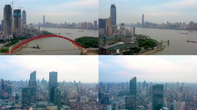 武汉城市大景航拍 晴川桥