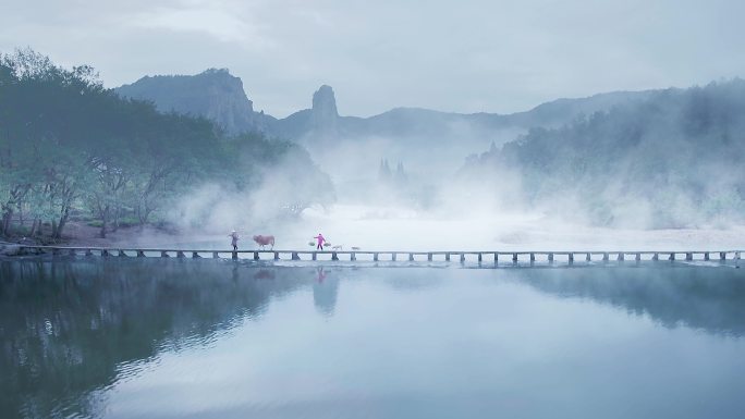 航拍丽水缙云仙都风景区