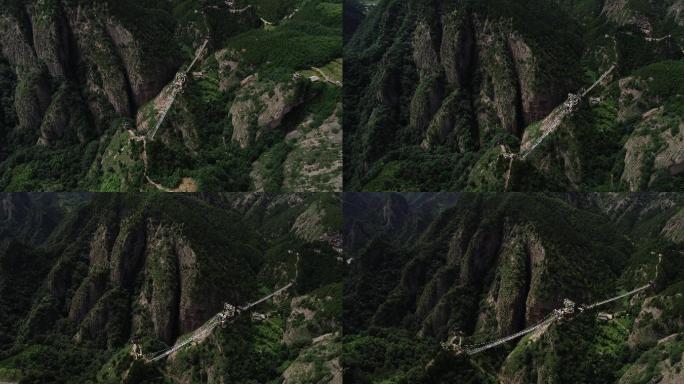 俯瞰九龙山风景区航拍4K宝鸡旅游玻璃栈道