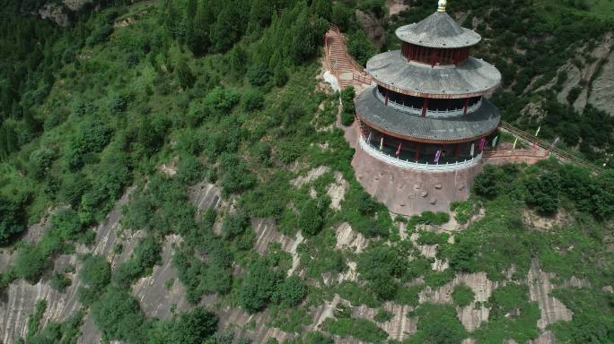 俯瞰九龙山风景区航拍4K宝鸡旅游玻璃栈道