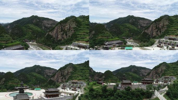 陕西省户县九龙山风景区航拍4K宝鸡旅游