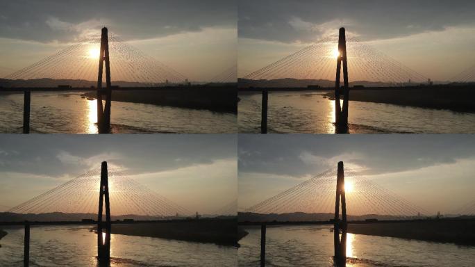 重庆跨江大桥黄昏4K航拍