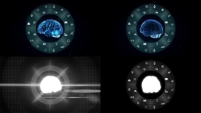 蓝色数字大脑动画