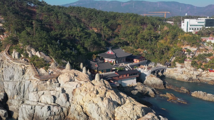 韩国釜山海东永功寺鸟瞰图