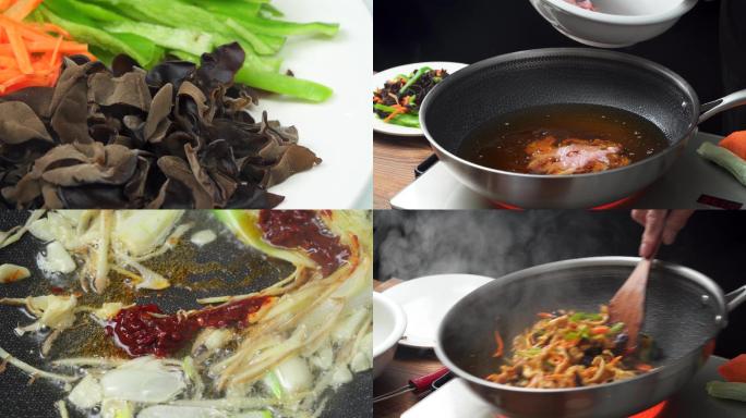 中国川菜特色鱼香肉丝烹饪过程