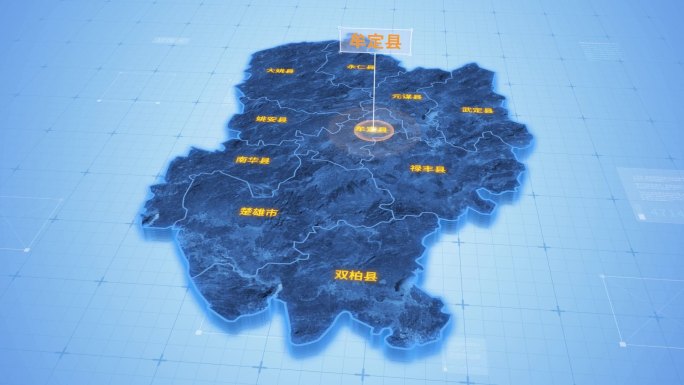 楚雄彝族自治州牟定县三维科技地图ae模板