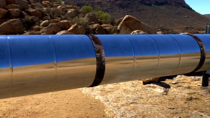 沙漠中的油气管道管道实拍