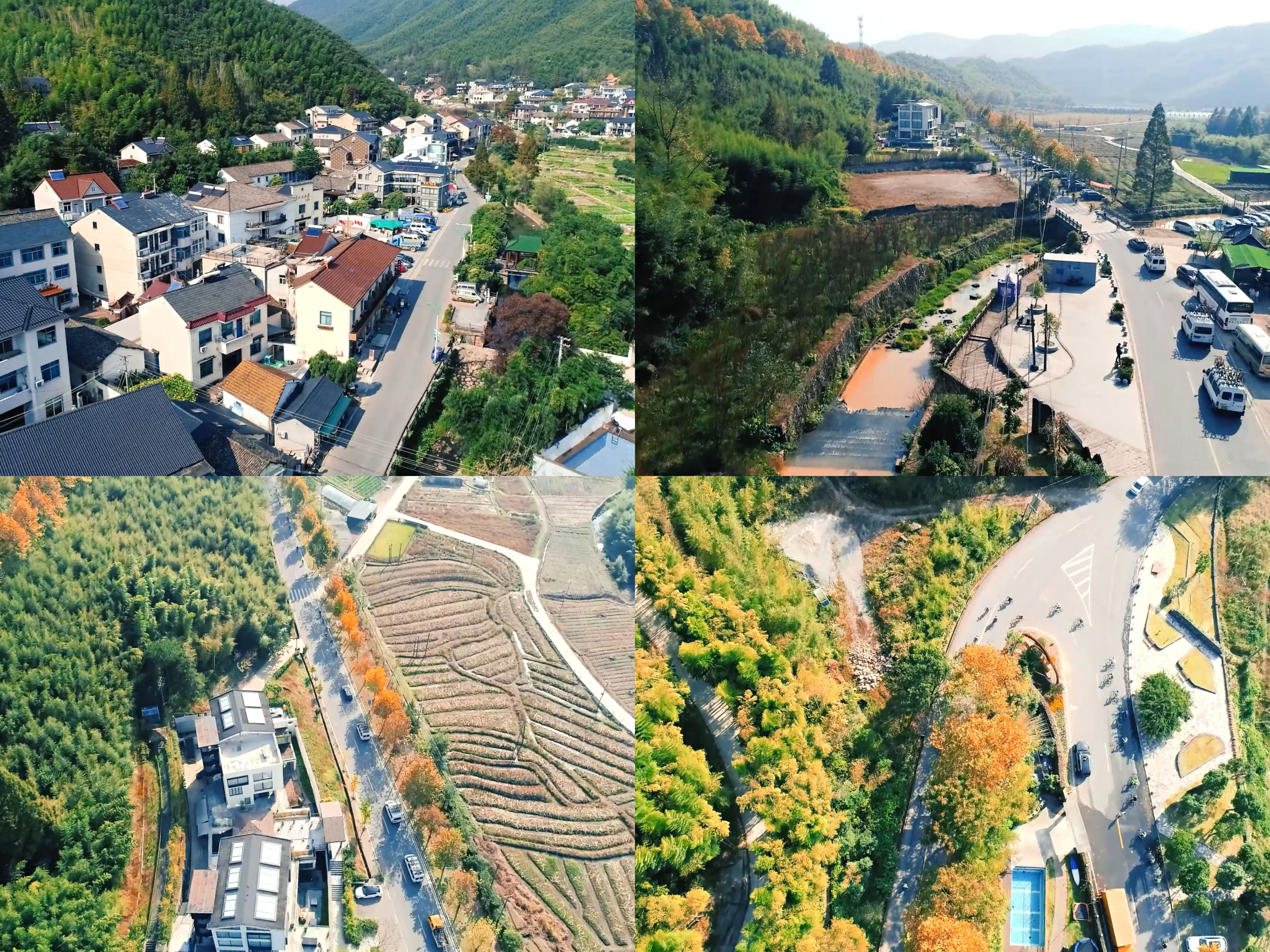 航拍德清莫干山后坞景区骑行
