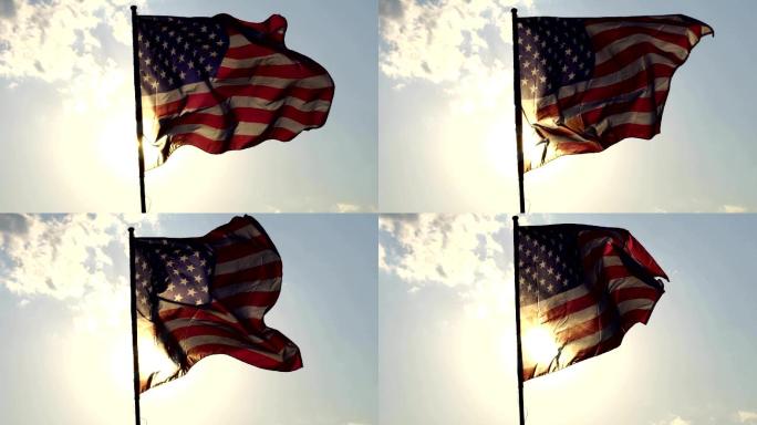 美国国旗飘扬美帝国国会大厦-华盛顿特区旗