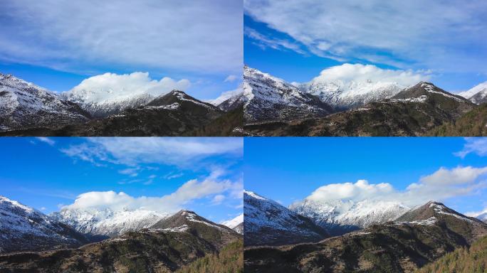 川西高原雪山甘孜阿坝四姑娘山云海旗云延时