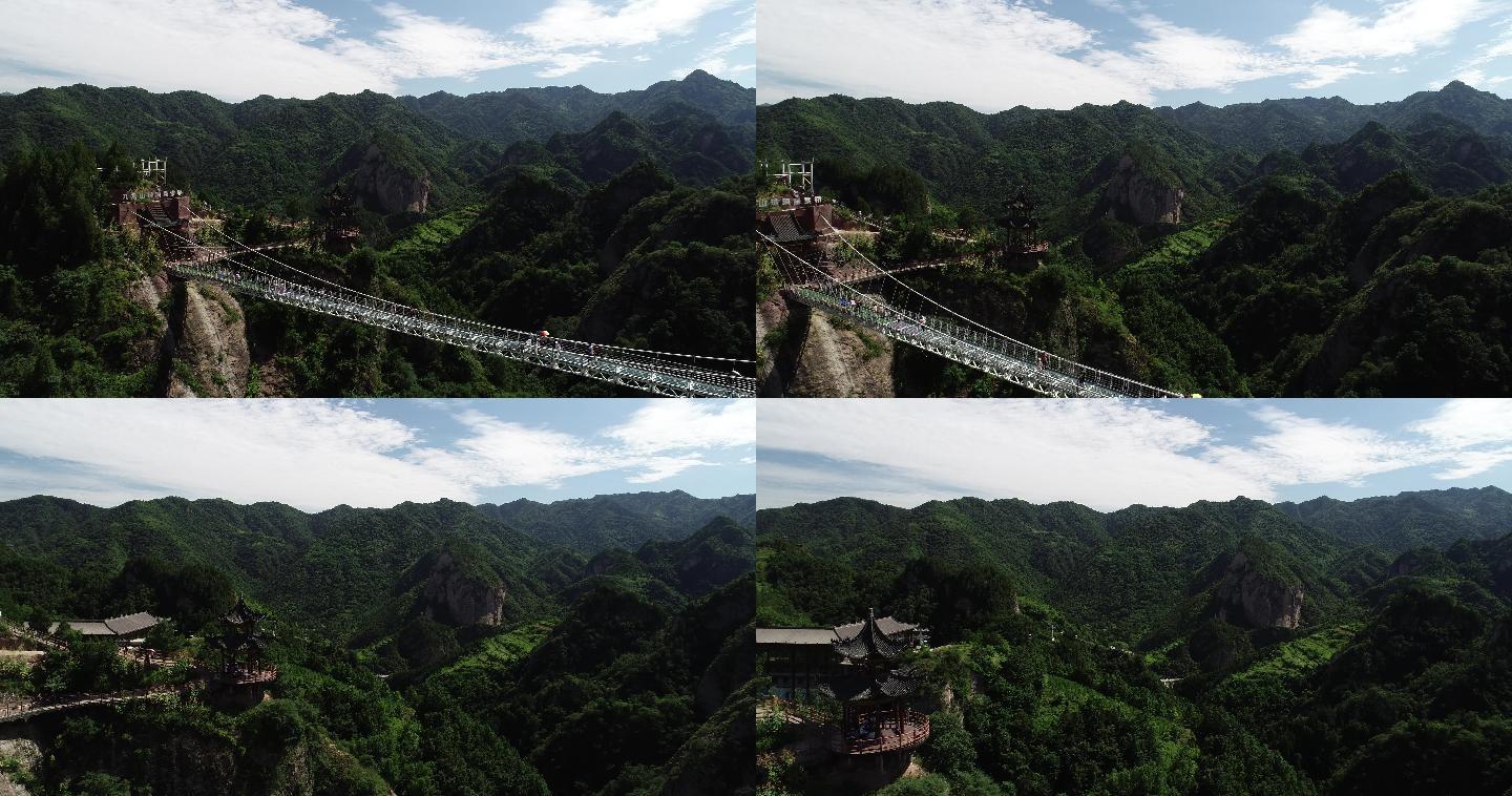 俯瞰九龙山风景区航拍4K宝鸡旅游玻璃栈道